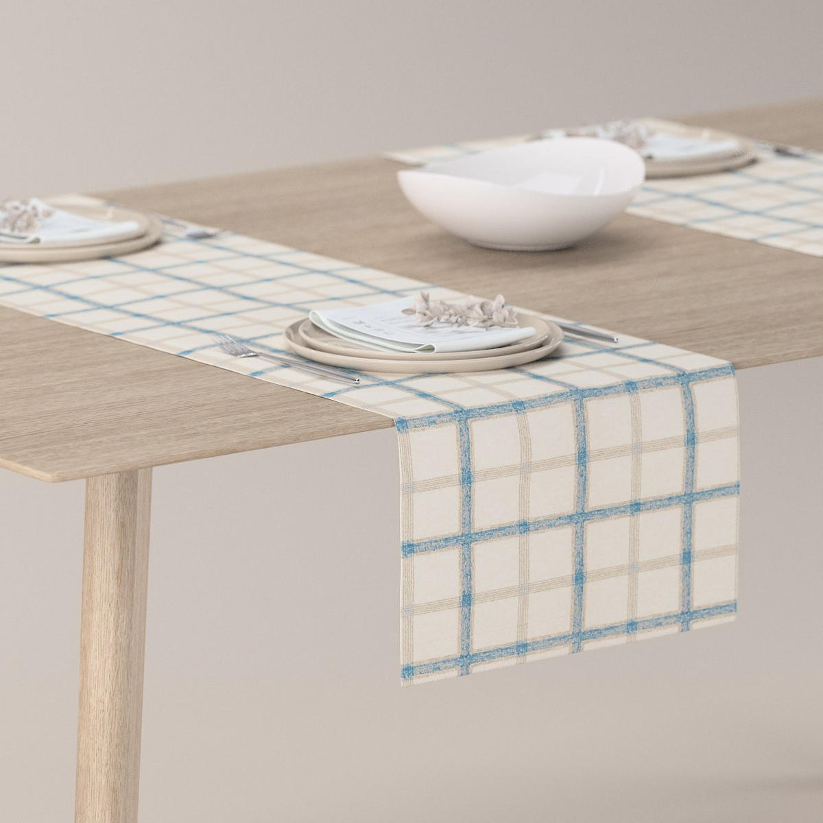 TISCHLÄUFER Avinon, weiß und blau, 40x130 cm - Weiß, Textil (40/130cm) - Dekoria