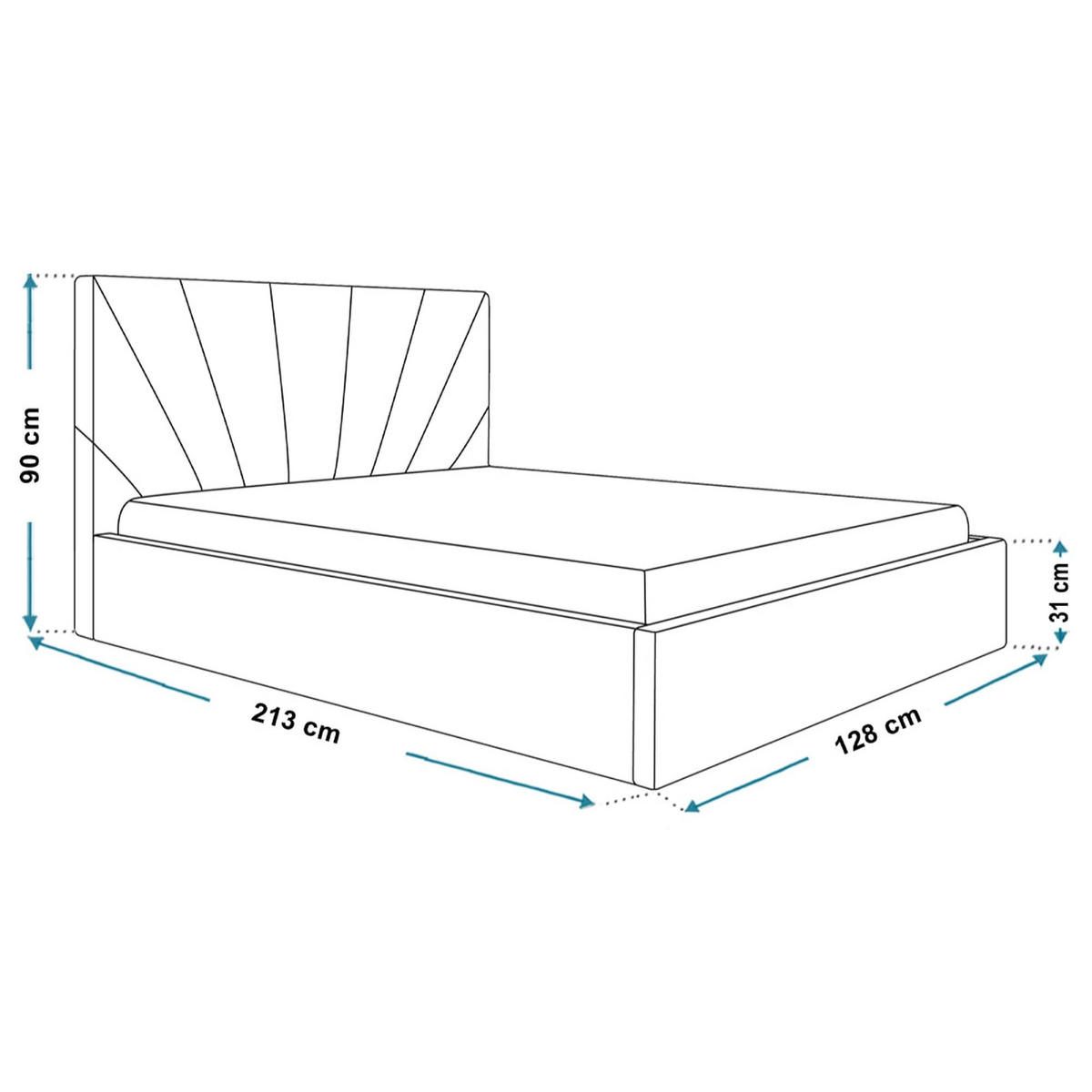BETT 120x200 - Polsterbett mit Bettkasten und Metallrahmen - Modern Betten - Glatter Kronos-Stoff- Kollektion Denver, Grün - Grün, Holz/Textil (120/200cm) - Alpi-Möbel