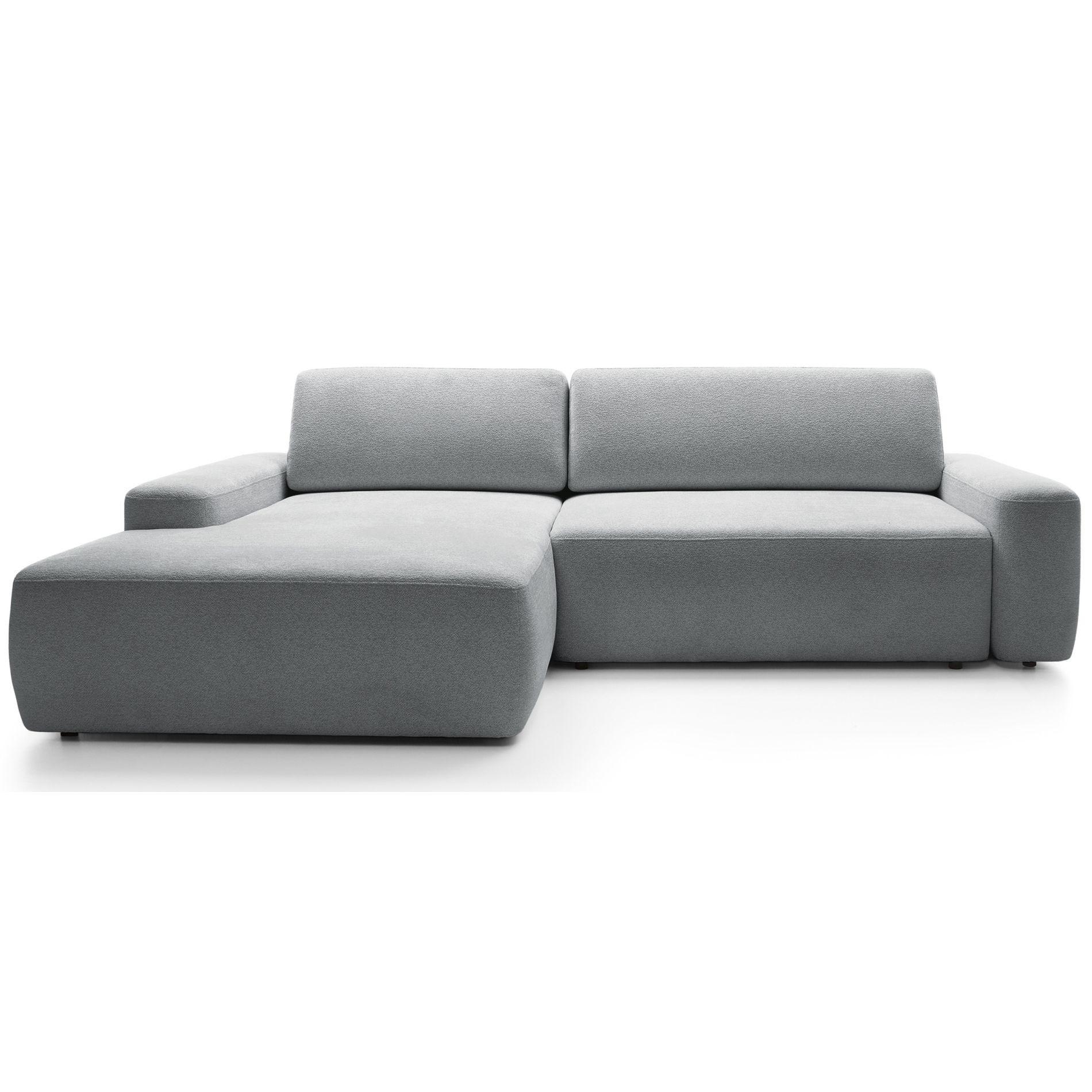 ECKSOFA Baleo Hellgrau Chenille-Bezug - Hellgrau/Schwarz, Kunststoff/Textil (264/162cm) - Selsey