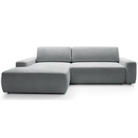 ECKSOFA Baleo Hellgrau Chenille-Bezug - Hellgrau/Schwarz, Kunststoff/Textil (264/162cm) - Selsey