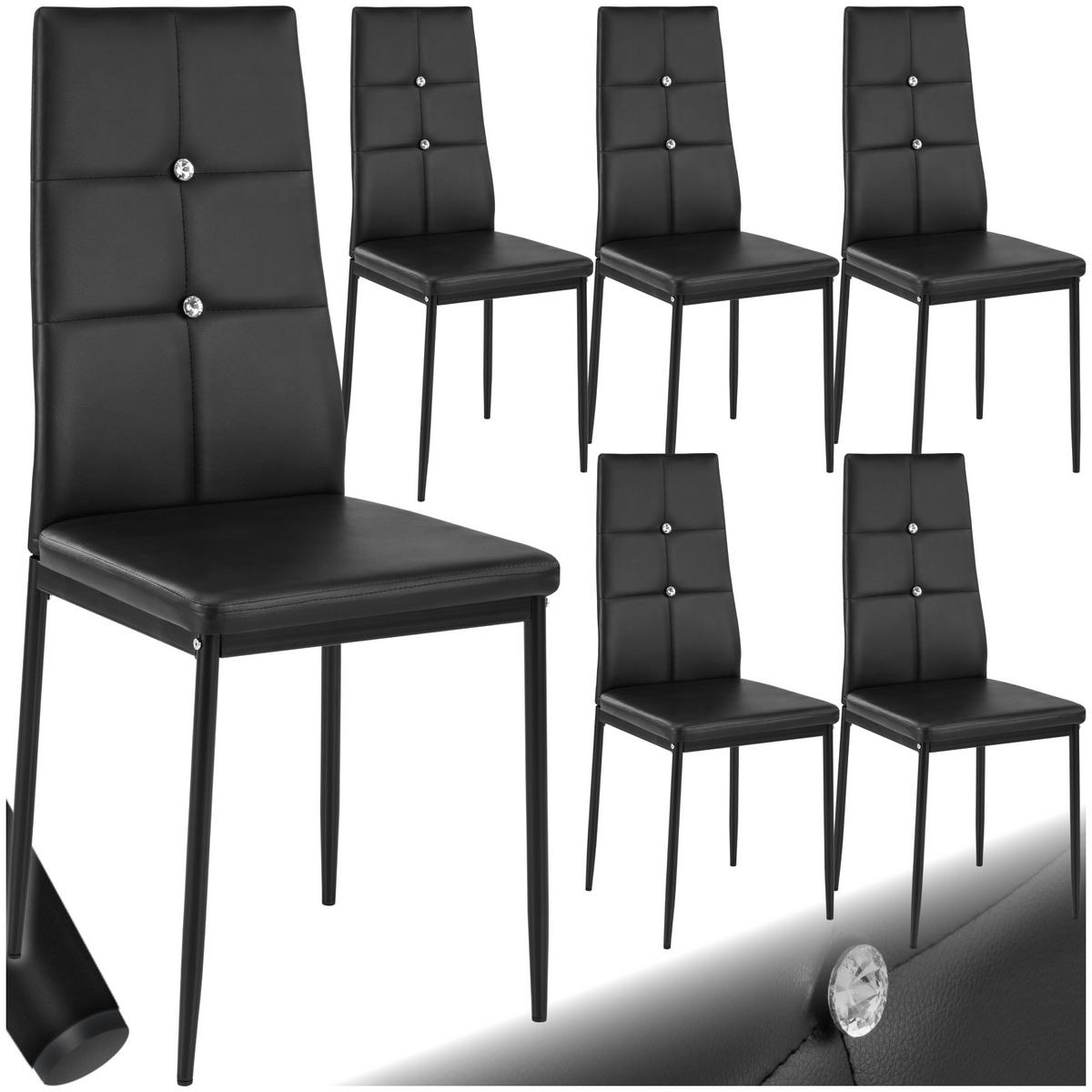 ESSZIMMERSTUHL 6er Set Julien 40 x 42 x 97 cm schwarz - Schwarz, Textil (42/97/40cm) - tectake
