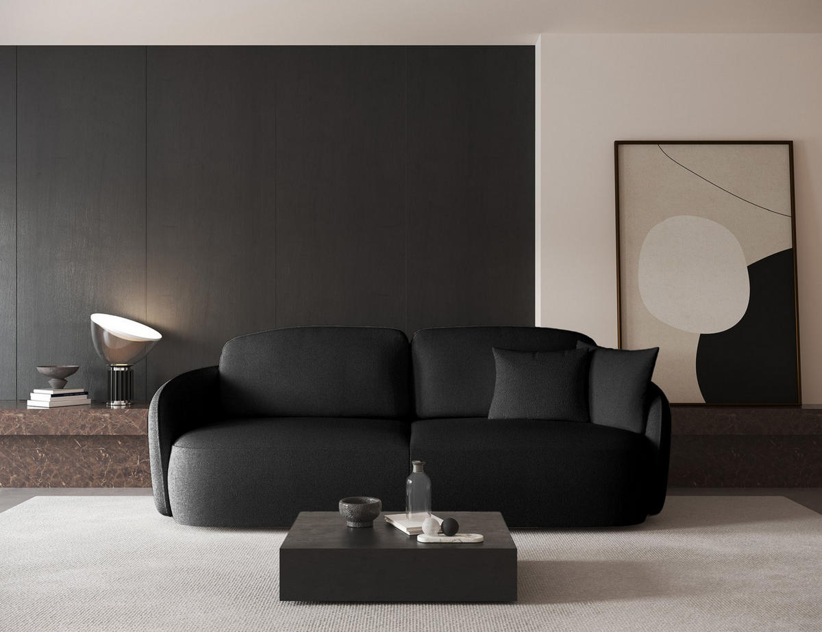 3-SITZER-SOFA Savoy Schwarz mit Schlaffunktion - Schwarz, Kunststoff/Textil (254/96/105cm) - Selsey
