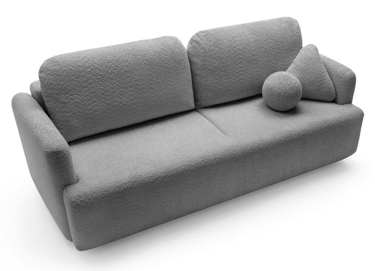 SCHLAFSOFA Lambina Grau Boucle - Schwarz/Grau, Kunststoff/Textil (227/92/104cm) - Selsey