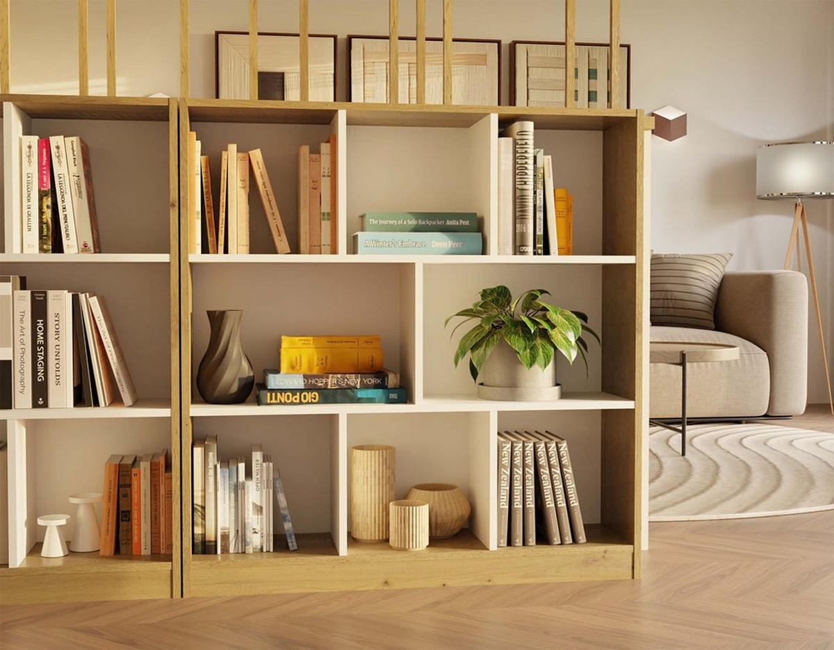 BÜCHERREGAL Artisan, Weiß 100/104/24 - Weiß, Holzwerkstoff (100/104/24cm) - RAUMHIRSCH FURNITURE