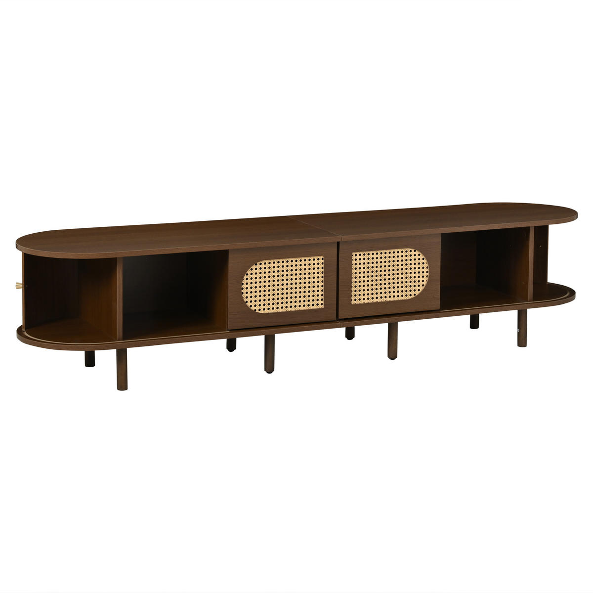 TV-SCHRANK Oval Lowboard Nussbaum Rattan 180cm Modern - Eichefarben, Holzwerkstoff (180/40/40cm) - FLIEKS