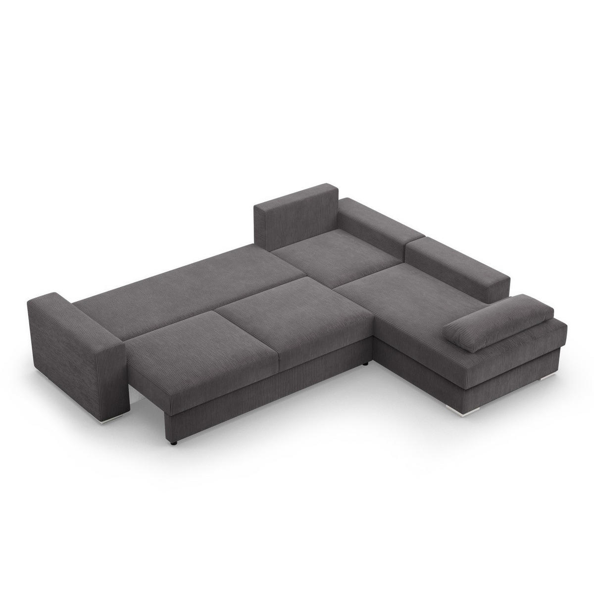 ECKSOFA MIT SCHLAFFUNKTION VELANO Dunkelgrau - Dunkelgrau, Textil (231/287cm) - Mebligo