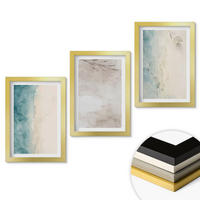 WANDBILDER 3er Set - 20x30 cm Goldrahmen - Feine Aquarelltexturen - Goldfarben, Kunststoff (20/30cm) - ArtPrintCave