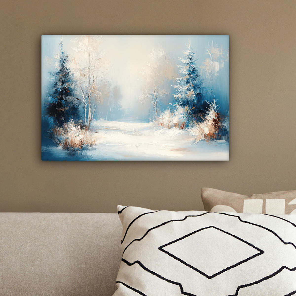 LEINWANDBILD Wald - Winter - Natur - Abstrakt - Schnee 30x20 cm - Weiß, Textil (30/20cm) - MuchoWow