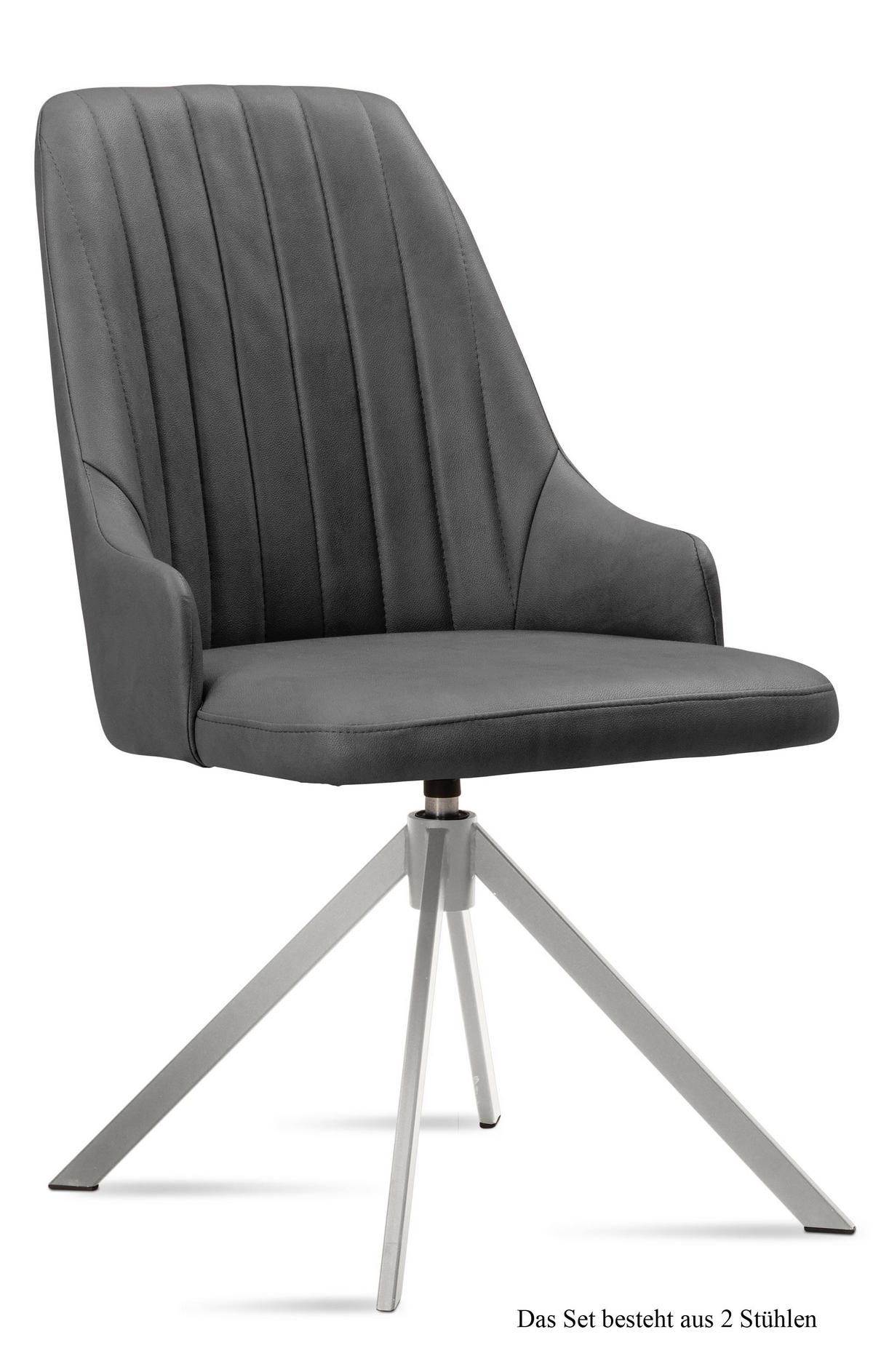 ESSZIMMERSTUHL drehbar (2er-Set) Davorka 52x91x60 Edelstahl/Grau - Edelstahlfarben/Grau, Kunststoff (60/91/52cm) - 58aufmkessel