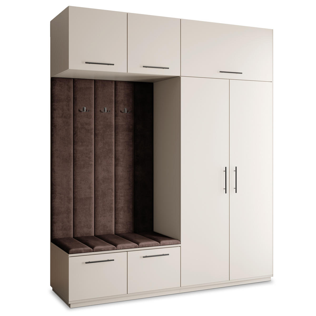 GARDEROBENSCHRANK REMA 200/240/60 cm Modern Garderobe-Set Kaschmir - Kaschmir/Braun, Holzwerkstoff (200/240/60cm) - MASSENO