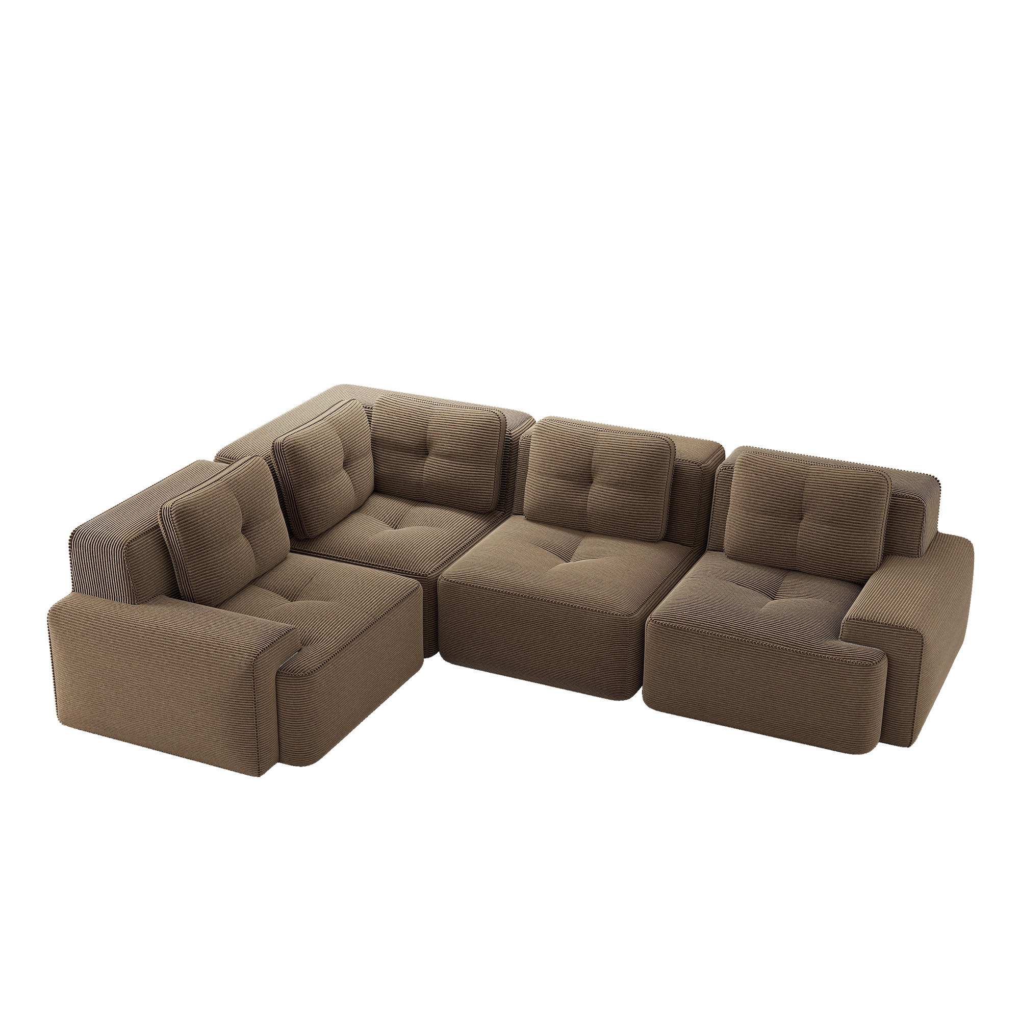 ECKSOFA DE-34222 modularer Tiefsitz Braun - Braun, Textil (104/382cm) - ComfortXL