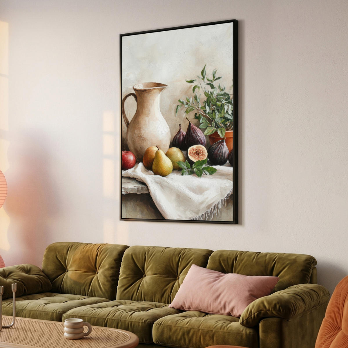 LEINWAND Bilder mit Rahmen - Obst - Kräuter - Ländlich - 100x150 - Naturfarben, Textil (100/150cm) - MuchoWow