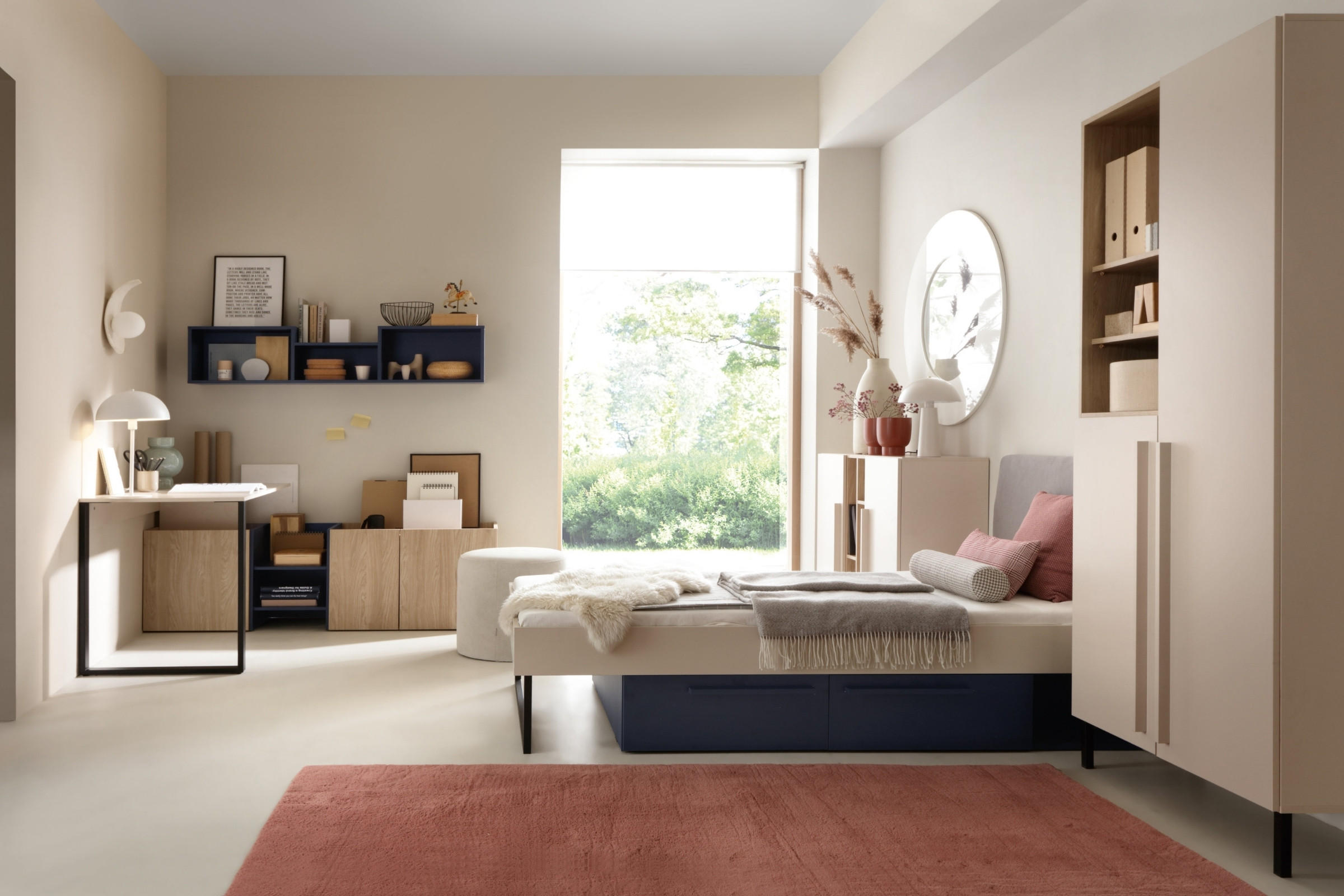 Thumbnail - Deine Möbel 24 Kinderregal, Beige, Eiche, Dunkelblau, Holzwerkstoff, 80x195x40 cm, Kinder- & Jugendzimmer, Kindermöbel, ...