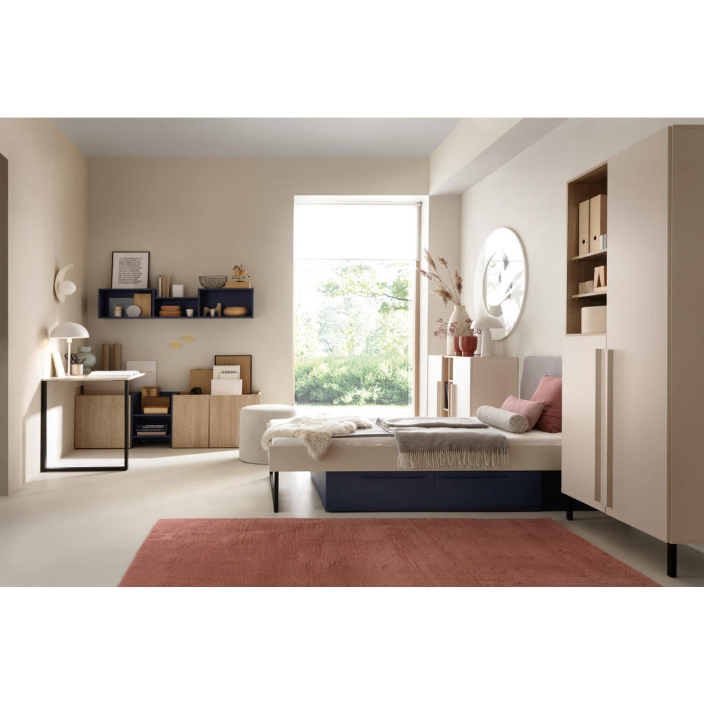 Thumbnail - Deine Möbel 24 Kinderschreibtisch, Beige, Eiche, Dunkelblau, Holzwerkstoff, 249x75x135 cm, Arbeitszimmer, Schreibtische,...