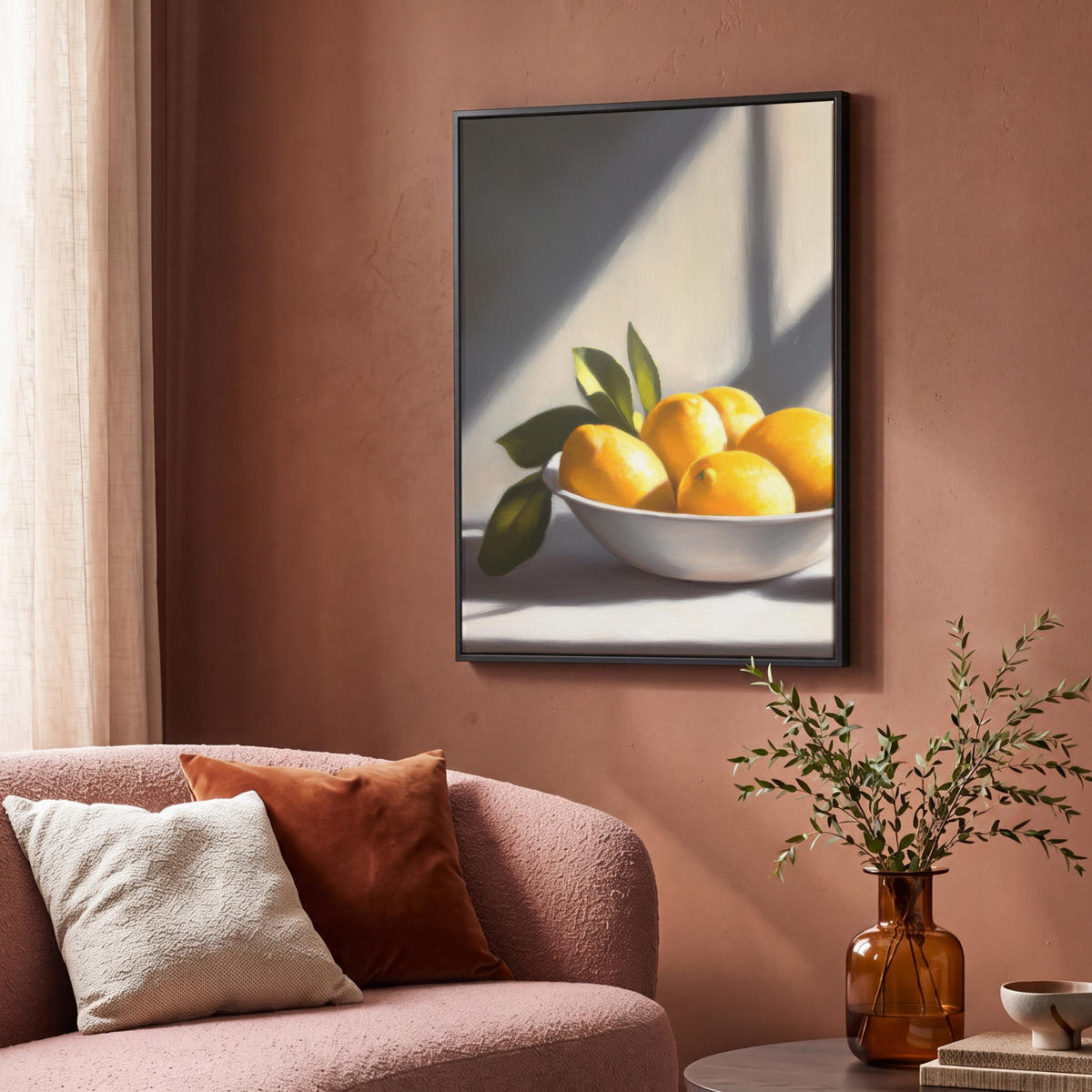 LEINWAND Bilder mit Rahmen - Zitronen - Stilleben - Gelb - 70x100 - Gelb, Textil (70/100cm) - MuchoWow