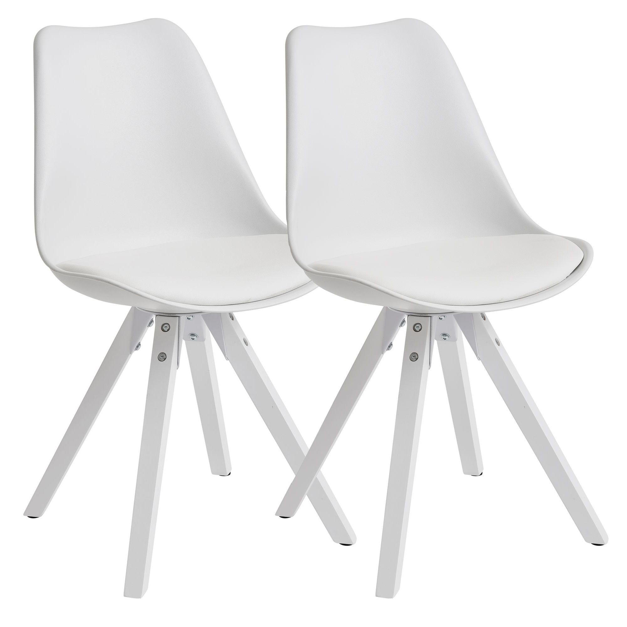 ESSZIMMERSTUHL 2er Set Kunstlederbezug mit Holzgestell Modern gepolstert, Weiß 52x49x87 cm - Weiß, Holz/Kunststoff (52/87/49cm) - KADIMA DESIGN