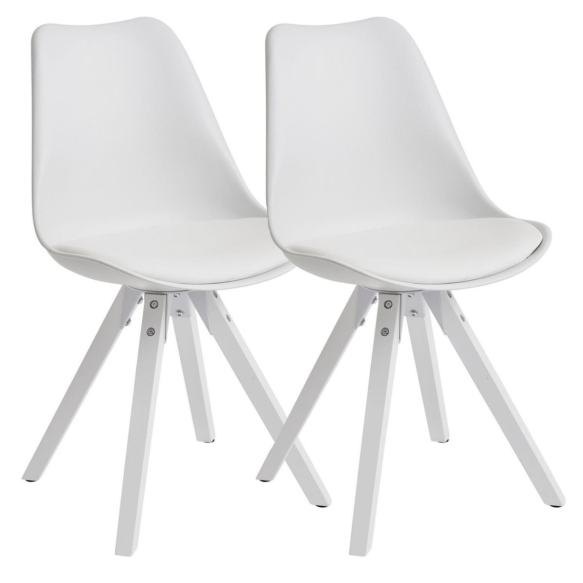 ESSZIMMERSTUHL 2er Set Kunstlederbezug mit Holzgestell Modern gepolstert, Weiß 52x49x87 cm - Weiß, Holz/Kunststoff (52/87/49cm) - KADIMA DESIGN