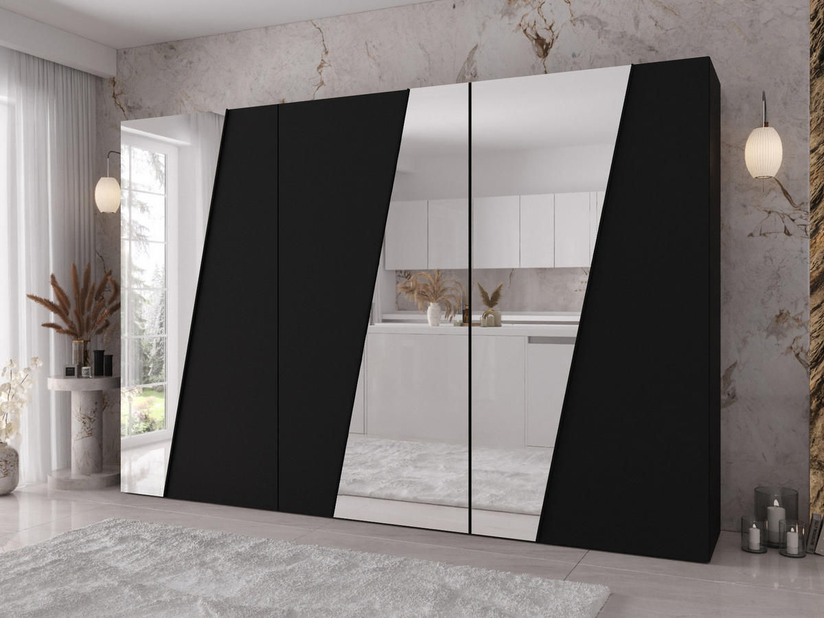 DREHTÜRENSCHRANK Zen 3L 300 cm - Schwarz, Holzwerkstoff/Kunststoff (300/202/50cm) - MIRJAN24