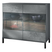 KOMMODE Bari Beton Dunkel Optik - Dunkelgrau, Holzwerkstoff (92.5/83.5/35cm) - Vladon