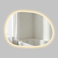 BADSPIEGEL mit Beleuchtung 60/80 cm asymmetrisch rahmenlos LED dimmbar mit Antibeschlag - Transparent, Glas (80/60/2.5cm) - S'AFIELINA