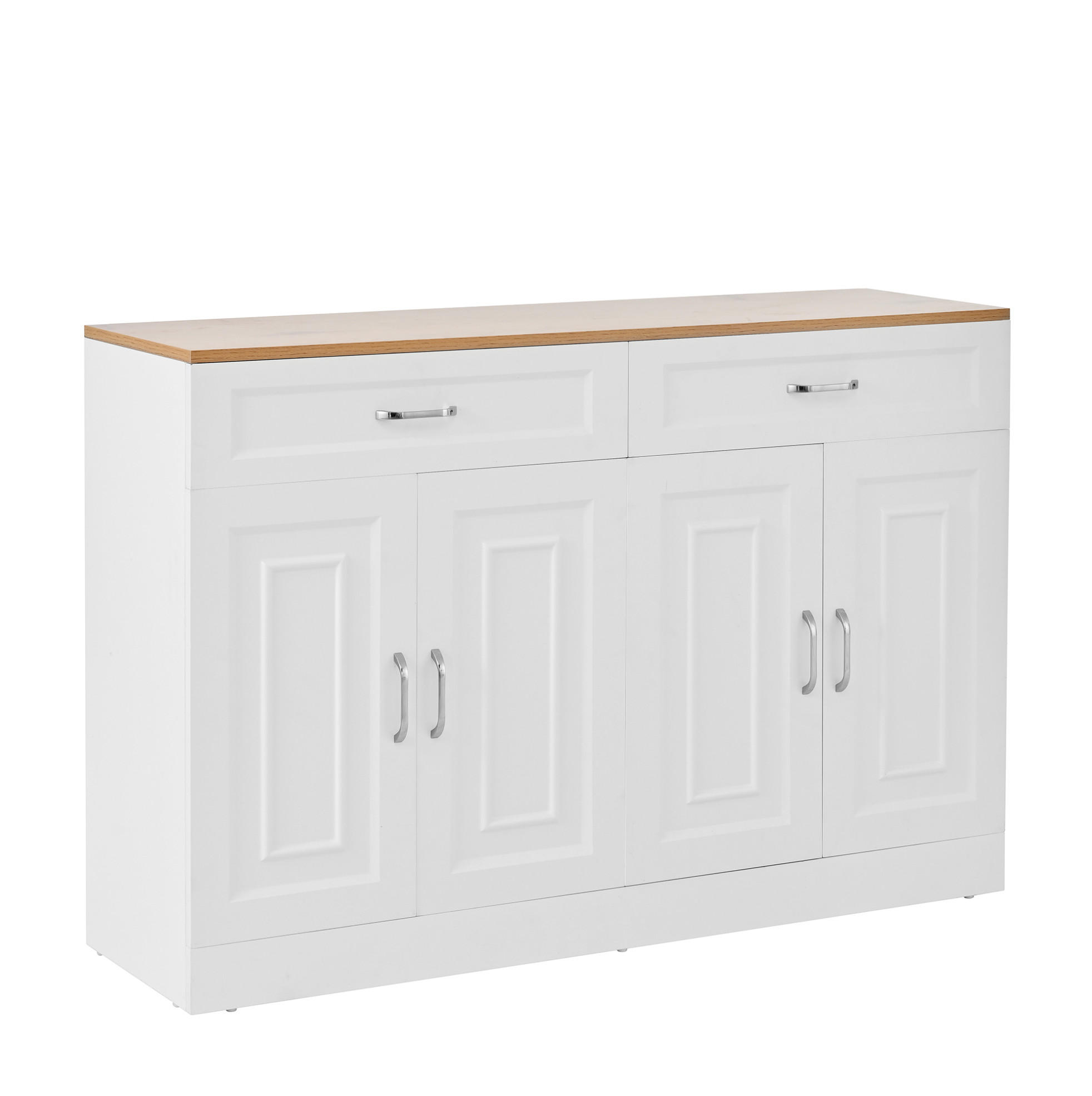 KOMMODE aus Spanplatte 120x35x80,5cm in Weiß mit Soft-Close - Weiß, Holzwerkstoff (120/80.5/35cm) - Modfu