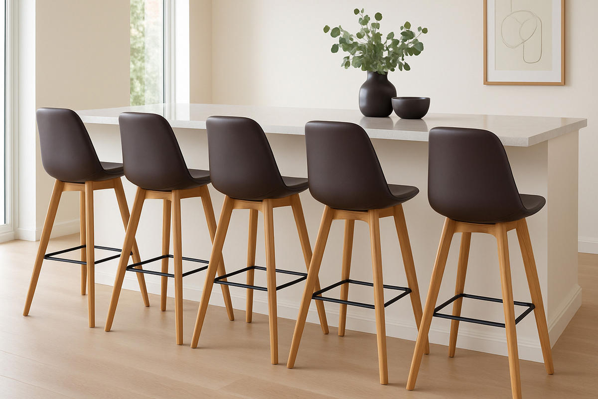 BARHOCKER 2er Set Meta Kunstleder natura braun - Braun, Holz/Kunststoff (48/112/56cm) - TPFLiving