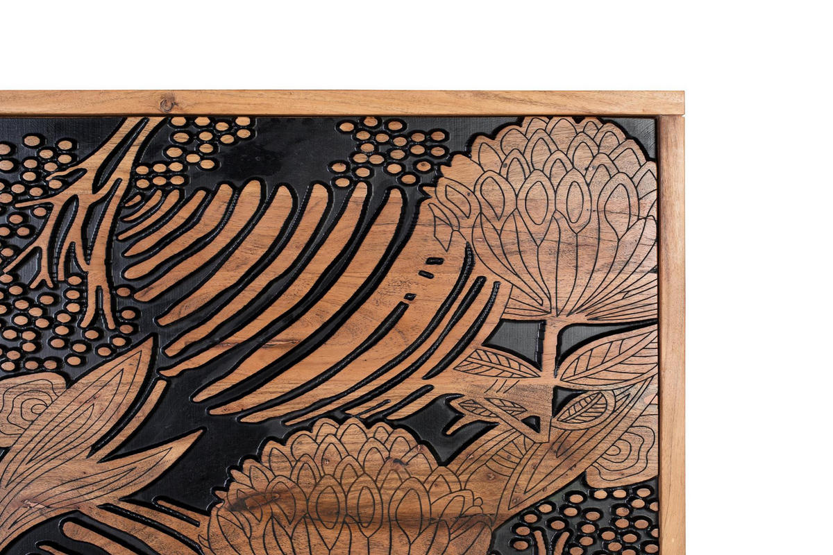 BETTKOPFBRETT aus natürlichem und schwarzem Akazienholz - Braun, Holz (6/81/166cm) - Giner y Colomer