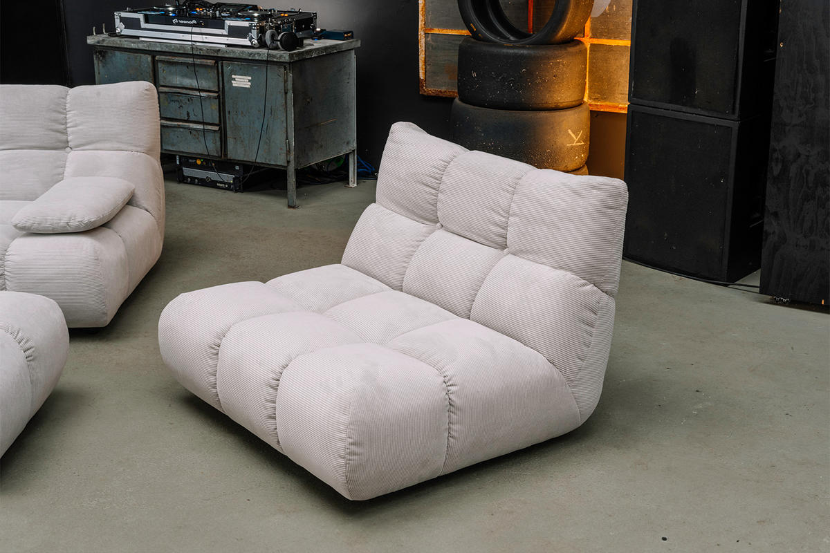 SITZGRUPPE VIVIEN 3ER SET Silber Cord - Silberfarben, Kunststoff/Textil (359/85/510cm) - KAWOLA