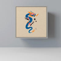 SIDEBOARD MYTHOLOGICAL CREATURES, Grau, 57,5x42x57,5 cm, Ohne Füße - Multicolor/Grau, Holzwerkstoff (57.5/57.5/42cm) - SpaceRebels