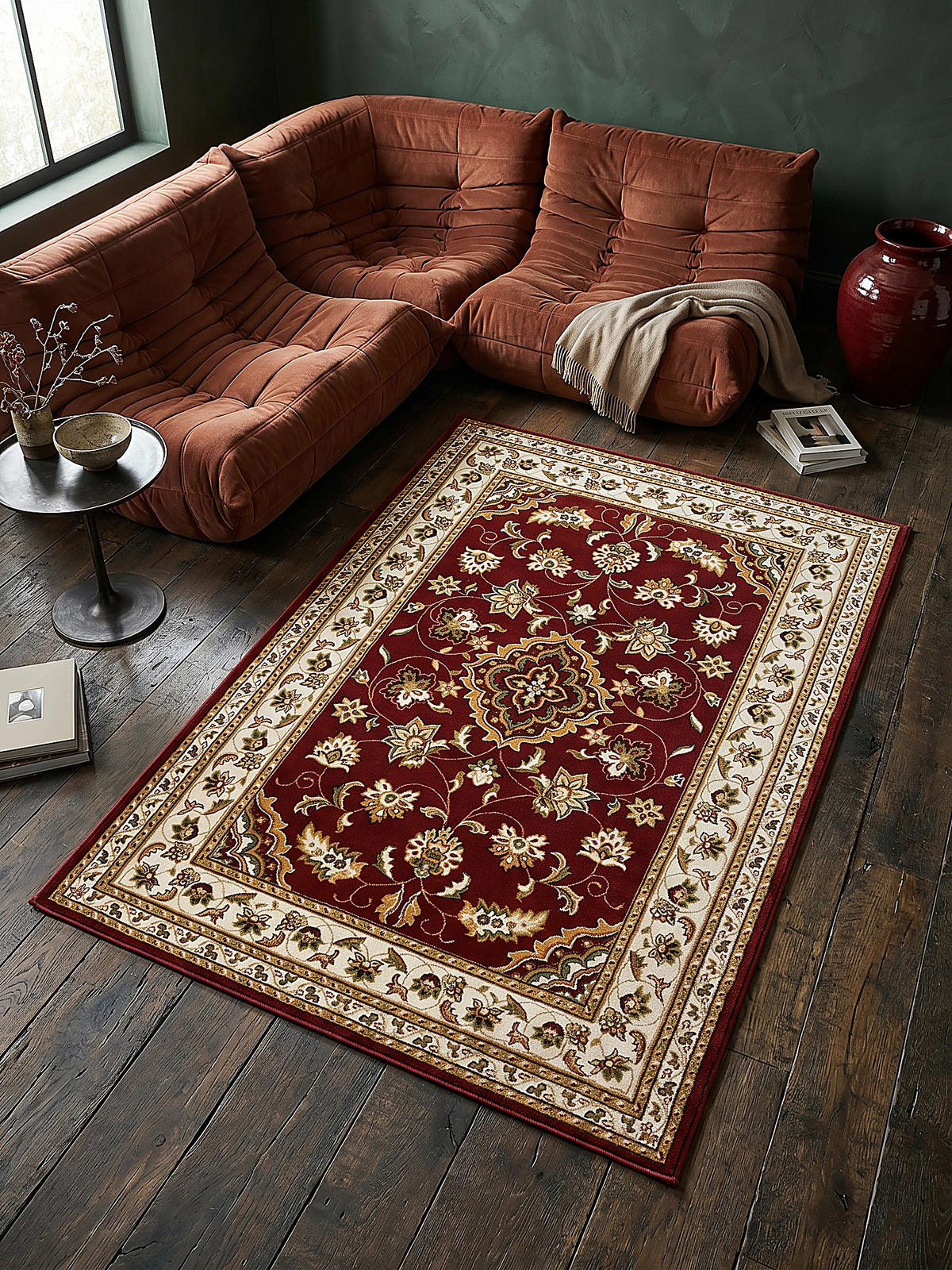 TEPPICH GLAZERT, klassisch-floral, Rot, 200 x 290 cm - Rot, Textil (200/290cm) - KADIMA DESIGN