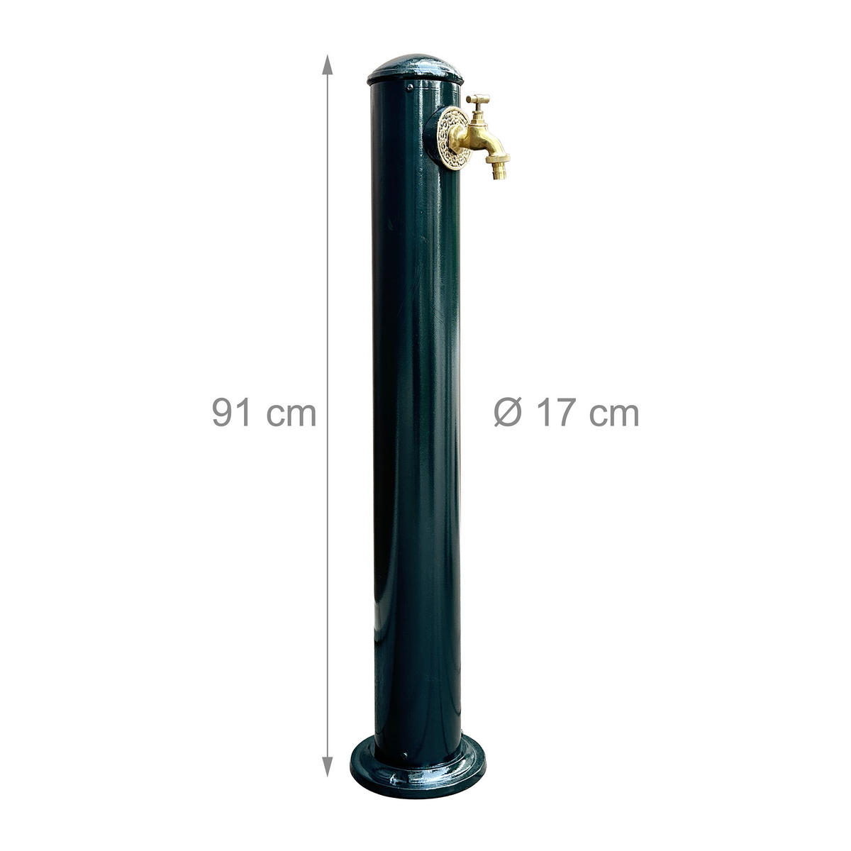 WASSERZAPFSÄULE Grün Garten Antik Aluminium - Grün, Metall (17/17/91cm) - Relaxdays