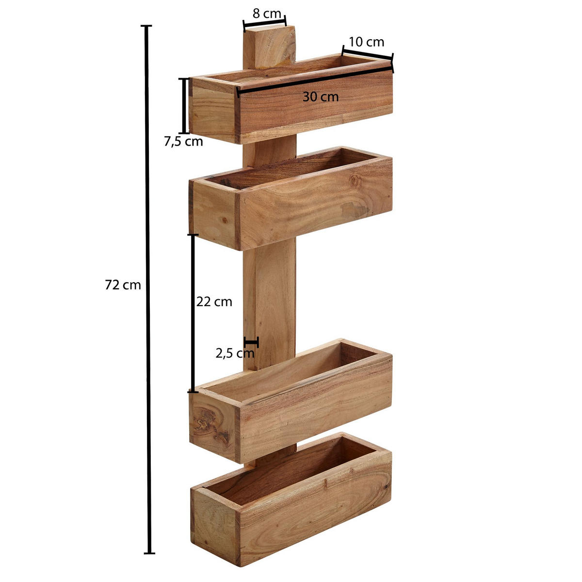 ZEITUNGSSTÄNDER MUMBAI Massivholz mit 2 Fächern Landhausstil, Akazie 30x10x72 cm - Akaziefarben, Holz (30/72/10cm) - KADIMA DESIGN