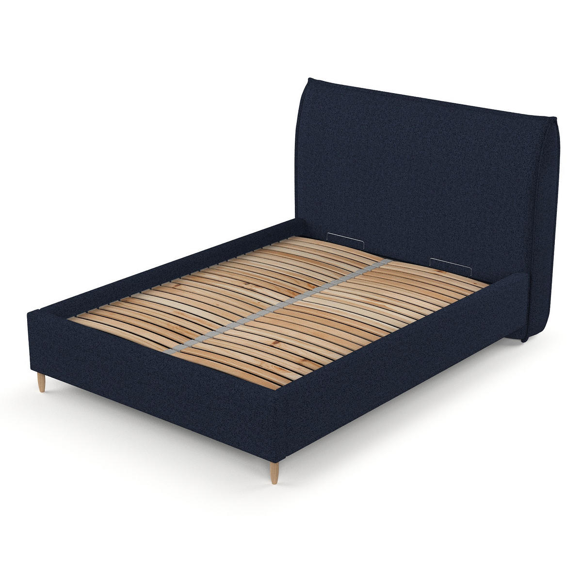 POLSTERBETT Mira 160/200 cm Marineblau im Riva Stoff - Naturfarben/Dunkelblau, Holz/Holzwerkstoff (160/200cm) - AltaBeds