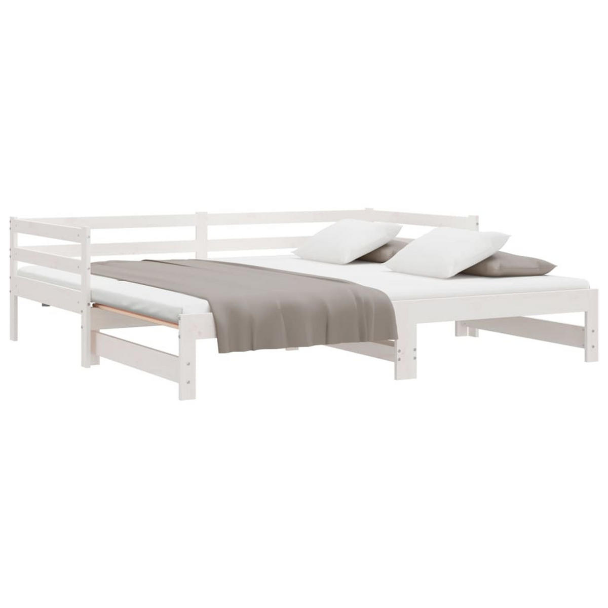 AUSZIEHBARES Tagesbett Ohne Matratze Weiss 80/200 Cm - Weiß, Naturmaterialien (80/200cm) - vidaXL