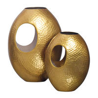 VASE 2er Set Aluminium mit Tragegriff Hammerschlag Modern Handgefertigt, Gold 29x17x39 cm - Goldfarben, Metall (39cm) - KADIMA DESIGN