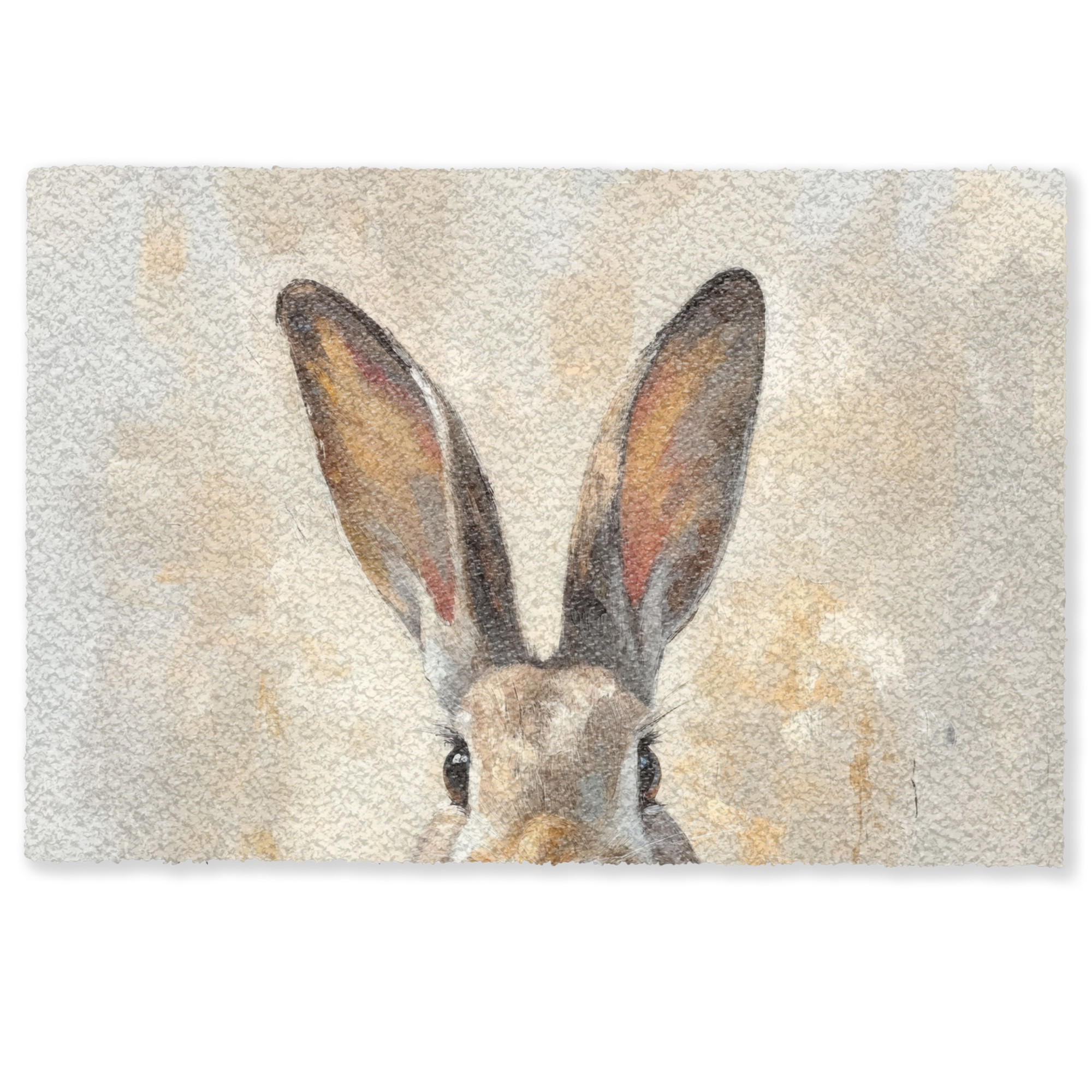 FUSSMATTE Hase - Ohren - Braun Schmutzmatte 90x60 cm - Beige, Kunststoff (60/90cm) - MuchoWow