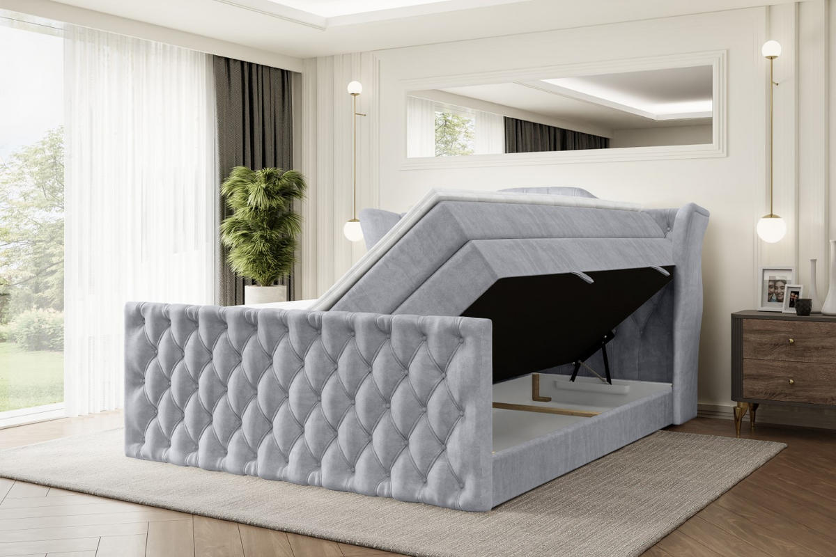 BOXSPRINGBETT VILA-Z KING - 160x200 - H3/H4 - Hellgrau - Hellgrau, Holzwerkstoff (160/200cm) - ALTDECOR