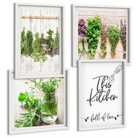 BILDER SET 4er Set - 50x50 cm & 40x60 cm Weißer Rahmen - Kräuterpflanzen zum Trocknen in der Küche - Weiß, Kunststoff (50/50cm) - TULUP