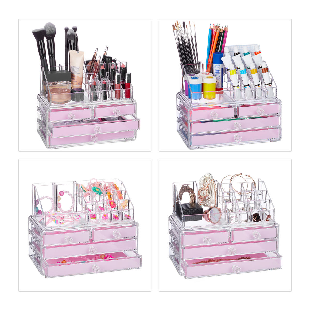 MAKEUP Organizer - Transparent, Kunststoff (24/19/13.5cm) - Relaxdays