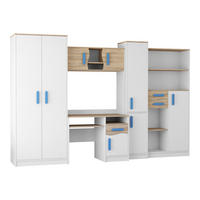 KINDERZIMMER MIKI Korpus Weiß | Griffe Blau - Blau/Weiß, Holz/Holzwerkstoff (300/197/52cm) - Deine Möbel 24