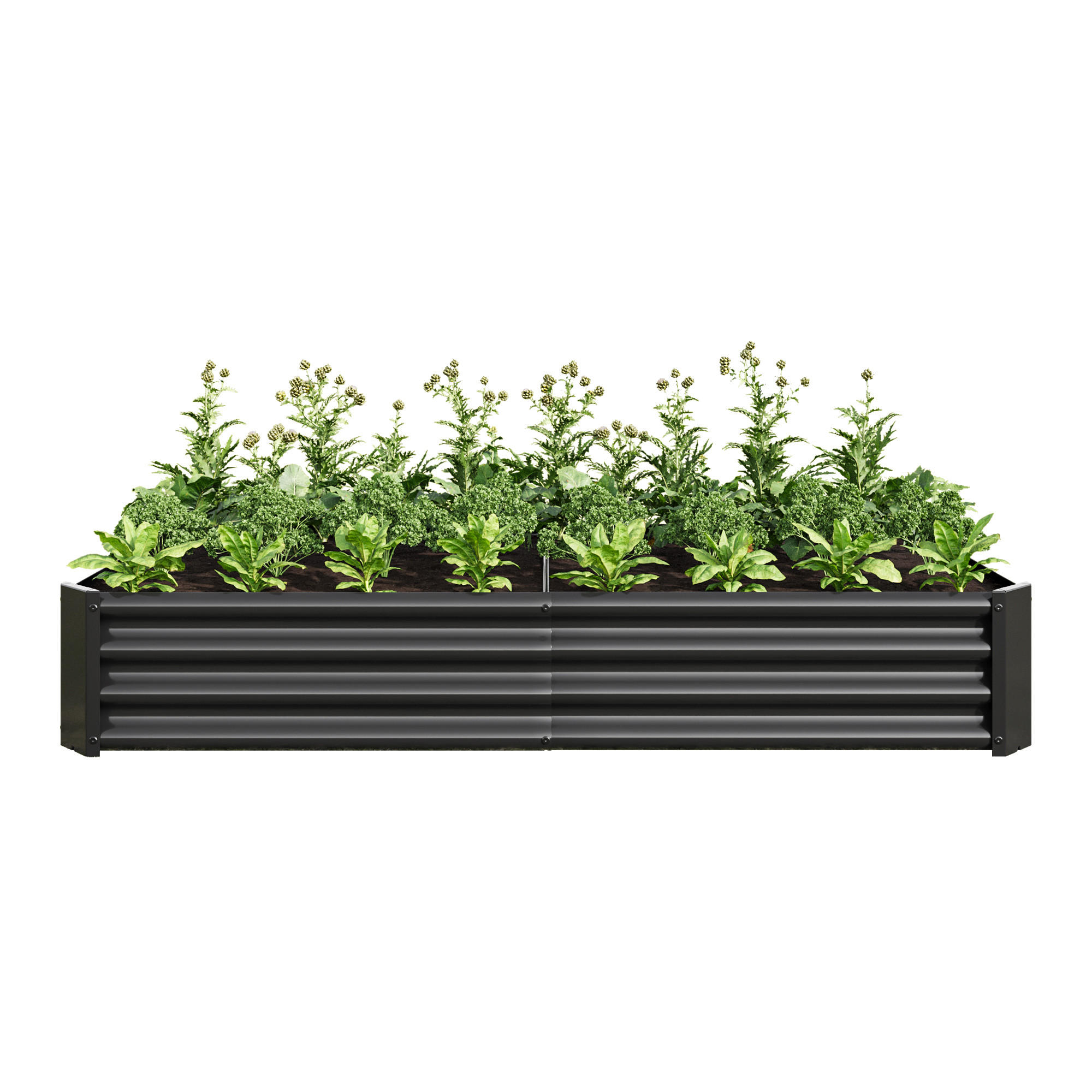 HOCHBEET 180/90/30 cm Schwarz (ohne Boden) - Schwarz, Metall (90/30/180cm) - Oxeza