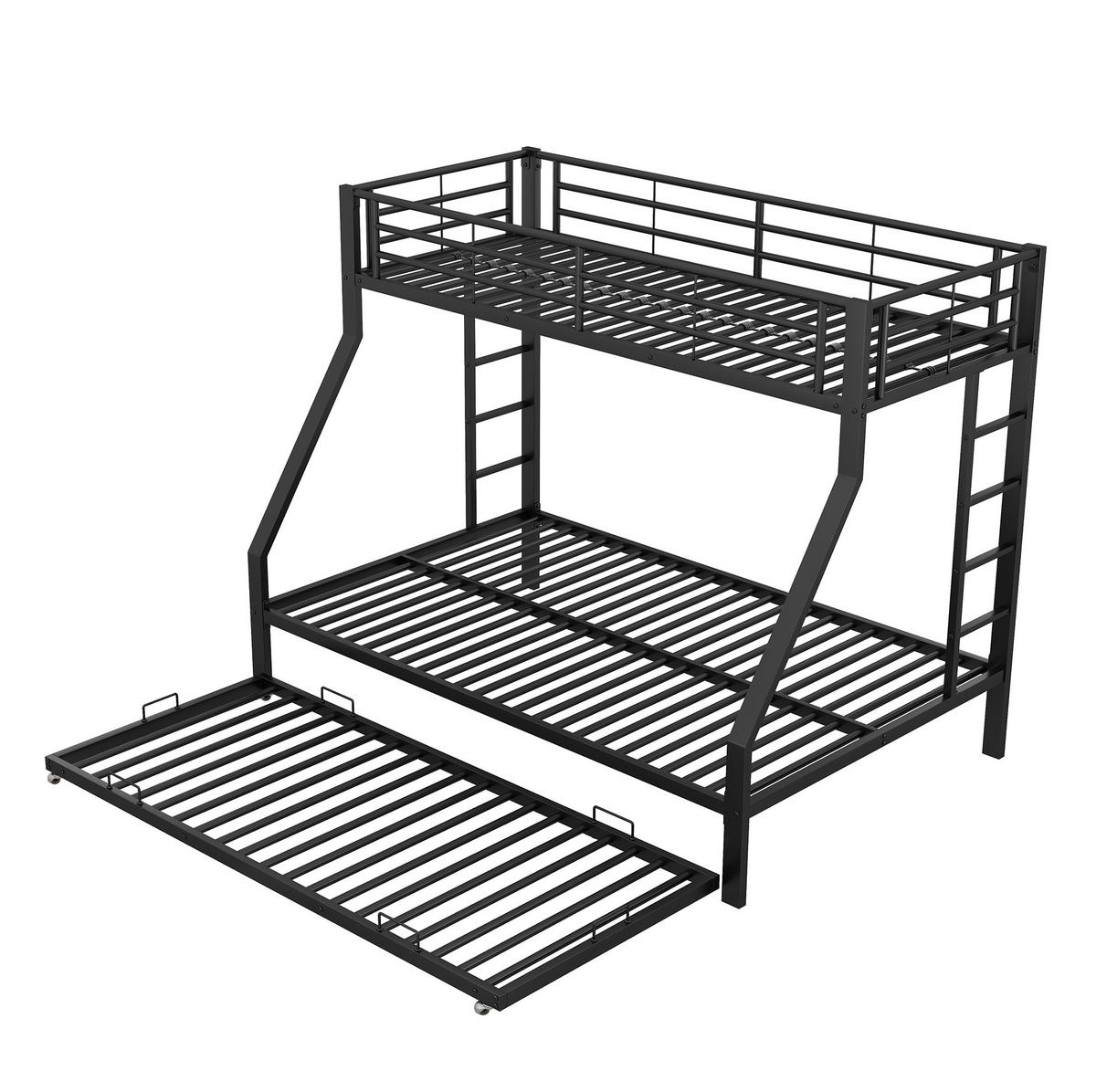 ETAGENBETT 90/140/200 cm aus Metall in Schwarz mit Ausziehbett - Schwarz, Metall (90/190cm) - OKMYHOME