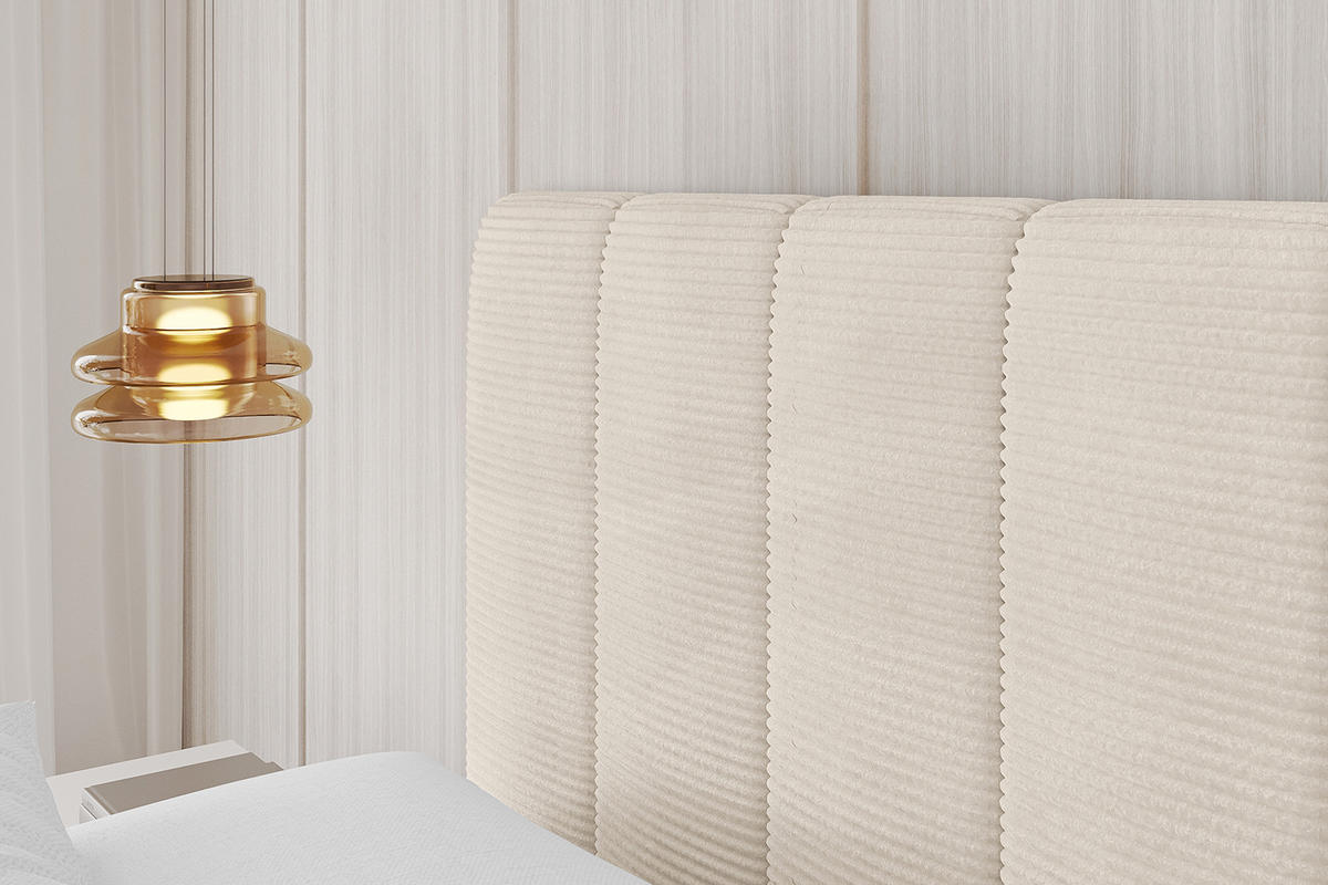 POLSTERBETT mit Bettkasten, Fußteil und Lattenrost, Boxbett mit Matratze H3/H4 - FINO-Z 120x200 Beige - Creme, Holzwerkstoff/Textil (120/200cm) - ALTDECOR