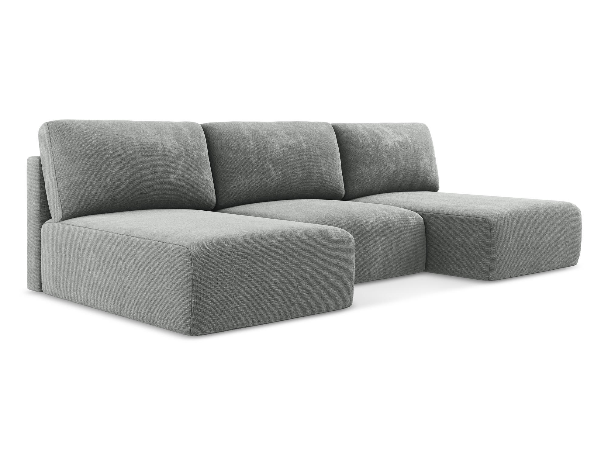 WOHNLANDSCHAFT Chenille Stoff Grau - Blau/Schwarz, Kunststoff/Textil (304/79/149cm) - Makamii