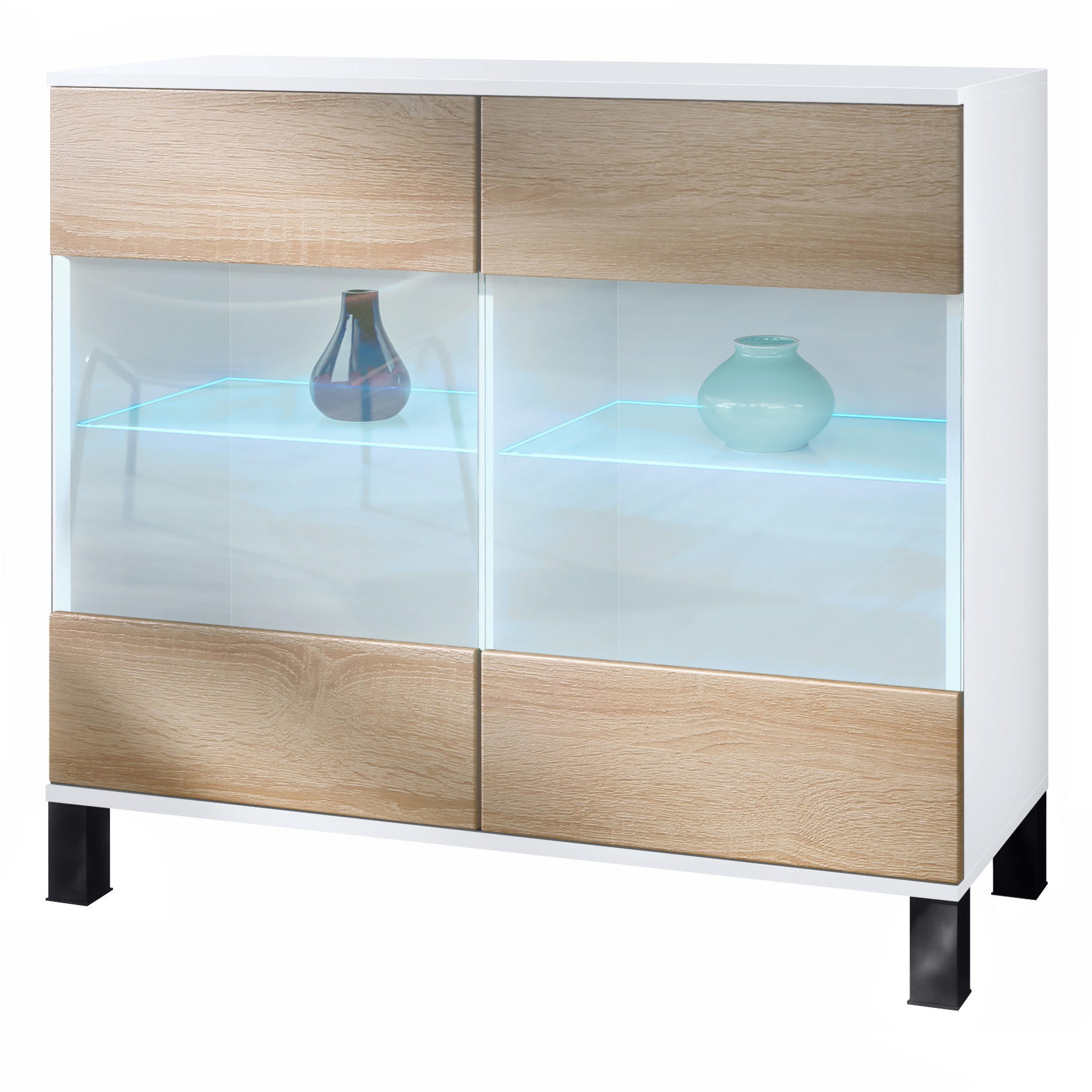 KOMMODE Bari Eiche sägerau - Eiche San Remo, Holzwerkstoff (92.5/84.5/35cm) - Vladon