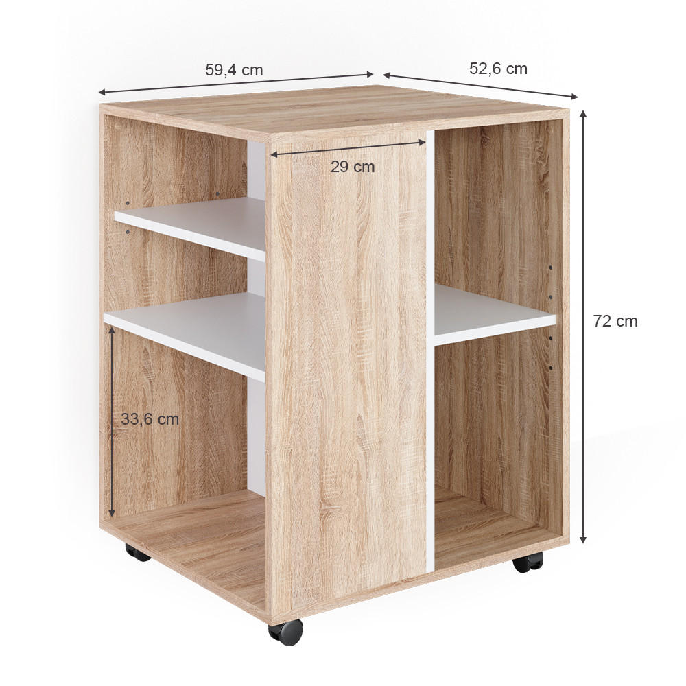 Thumbnail - Vicco Rollcontainer, Sonoma Eiche, Weiß, Holzwerkstoff, 5 Fächer, Rechteckig, 59.4x72x52.6 cm, Arbeitszimmer, Container