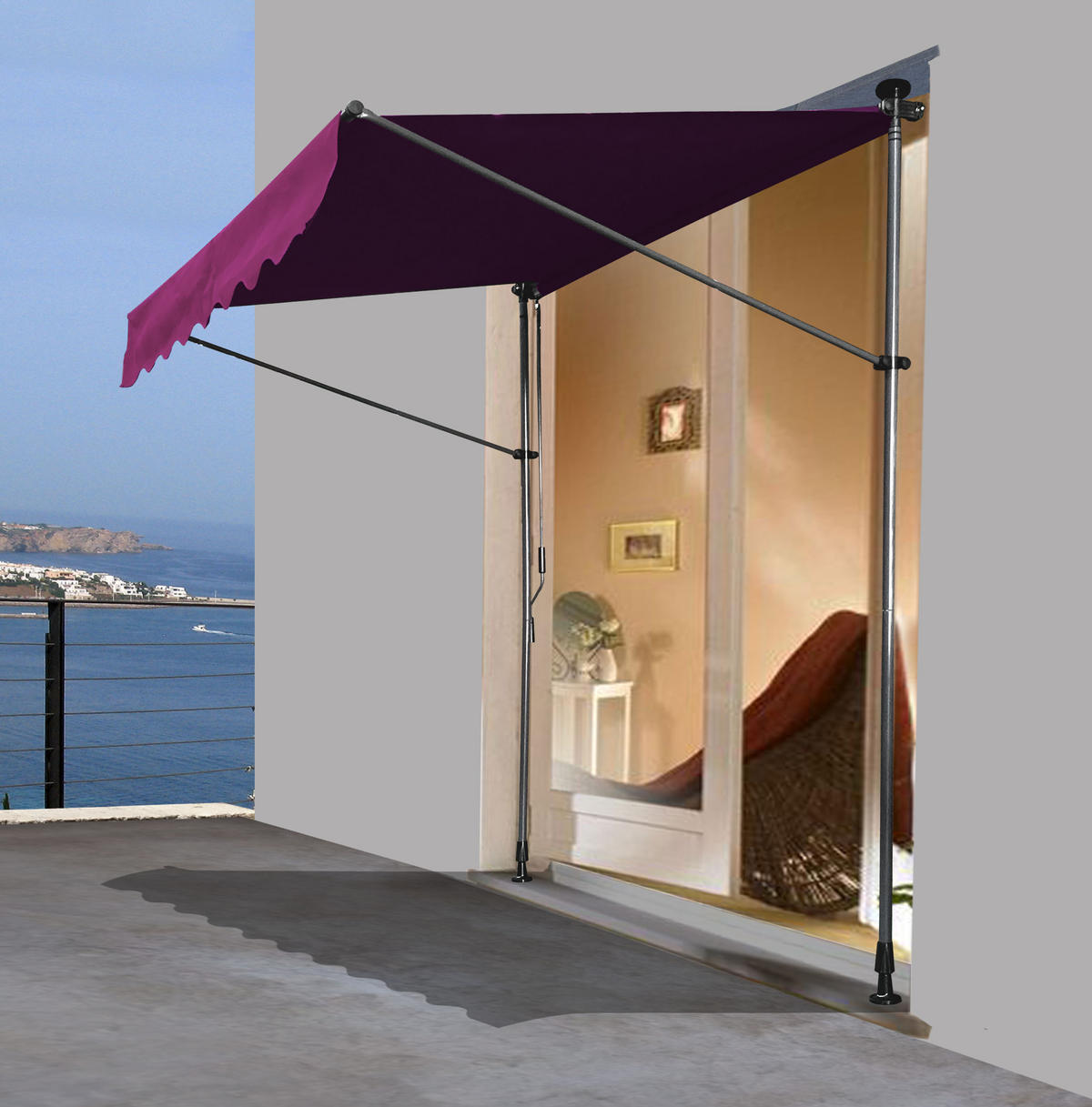 KLEMMMARKISE 300 x130cm Bordeaux - Bordeaux, Metall (300/290/130cm) - QUICK STAR