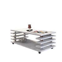 COUCHTISCH rechteckig Beton Ablage Rollen - Hellgrau, Holzwerkstoff (60/120/45cm) - designimpex