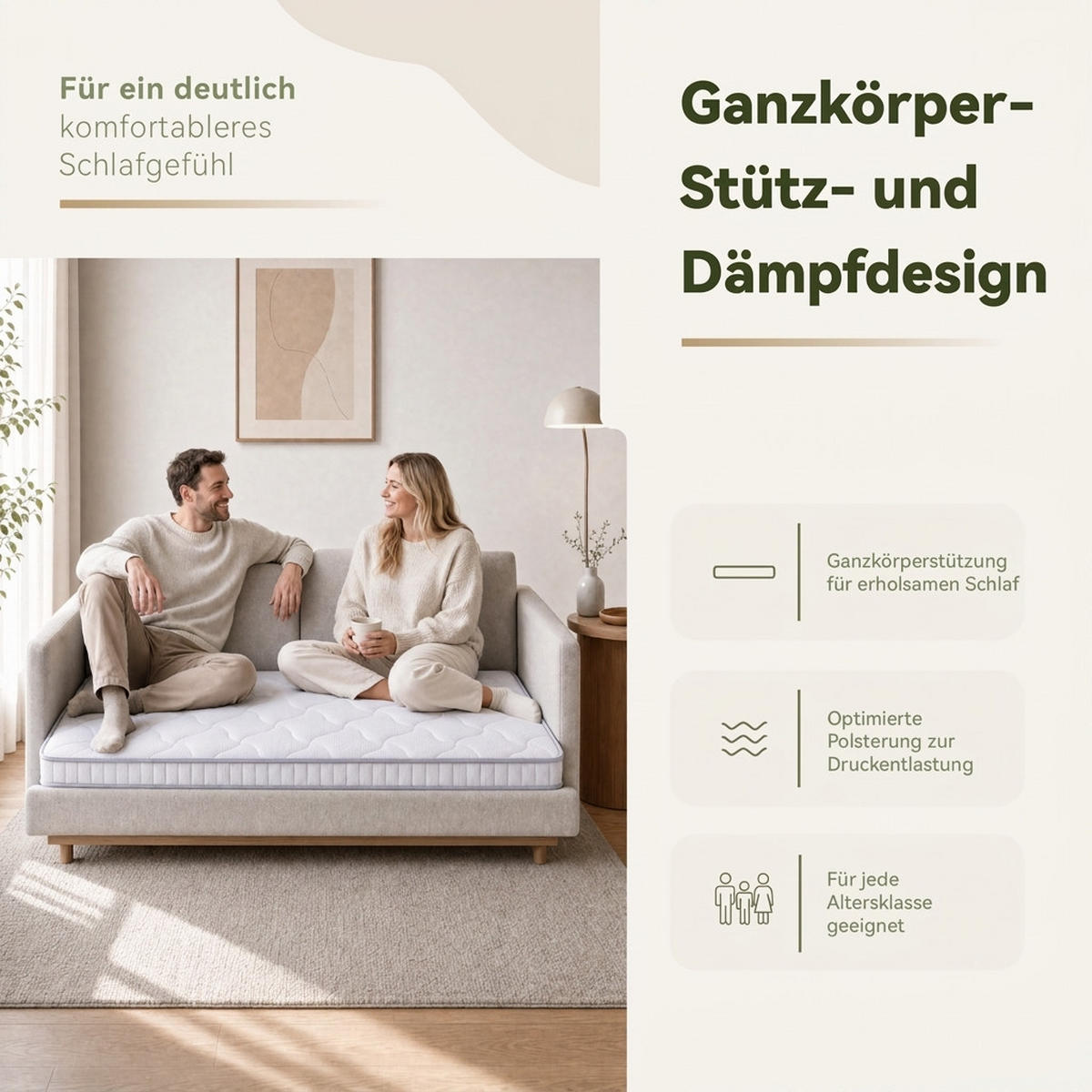TASCHENFEDERKERNMATRATZE 90/200 cm Weiß, Härte H3 - Weiß, Textil (90/200cm) - Oxeza