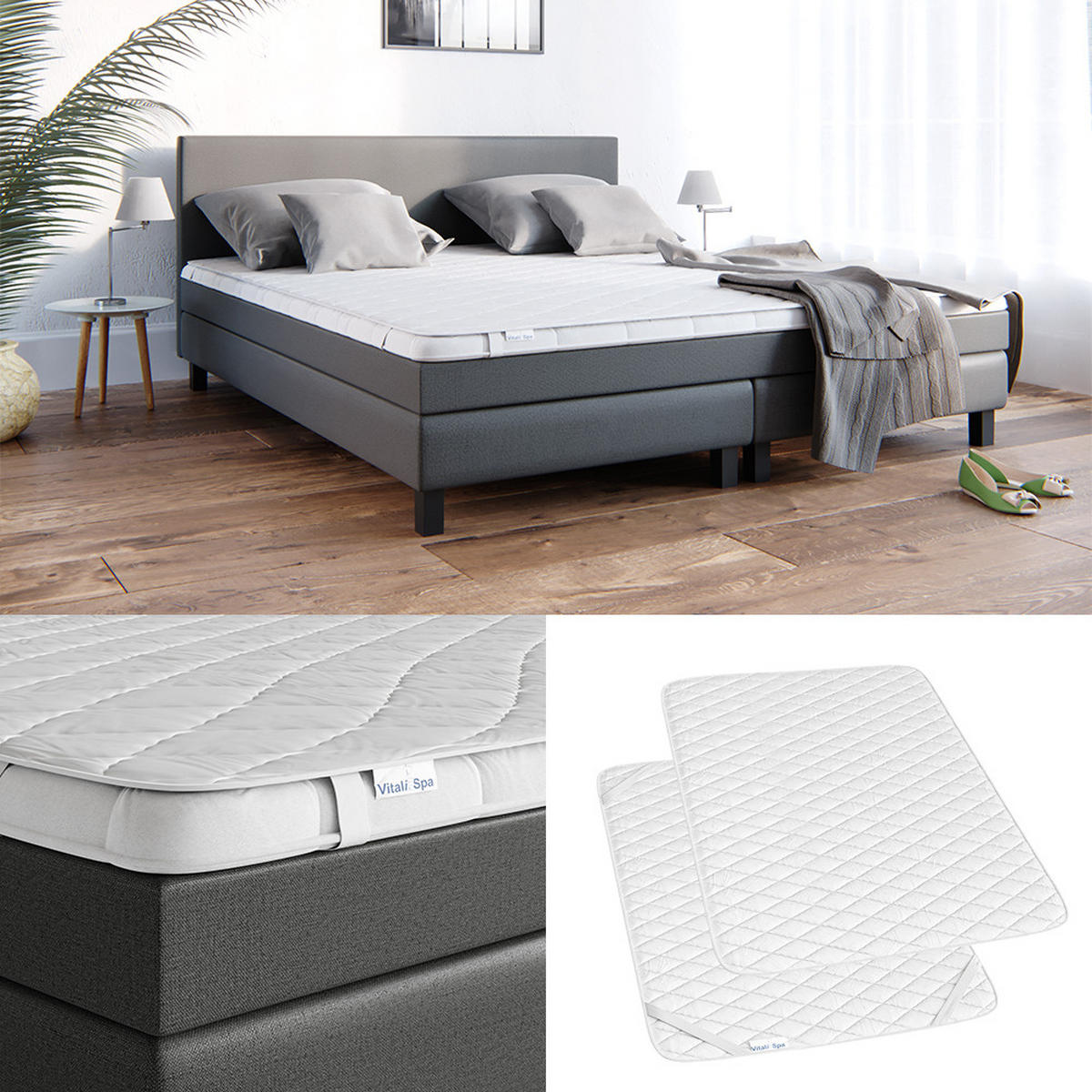 MATRATZENSCHONER Weiß 140 x 200 cm Versteppung - Weiß, Textil - VitaliSpa
